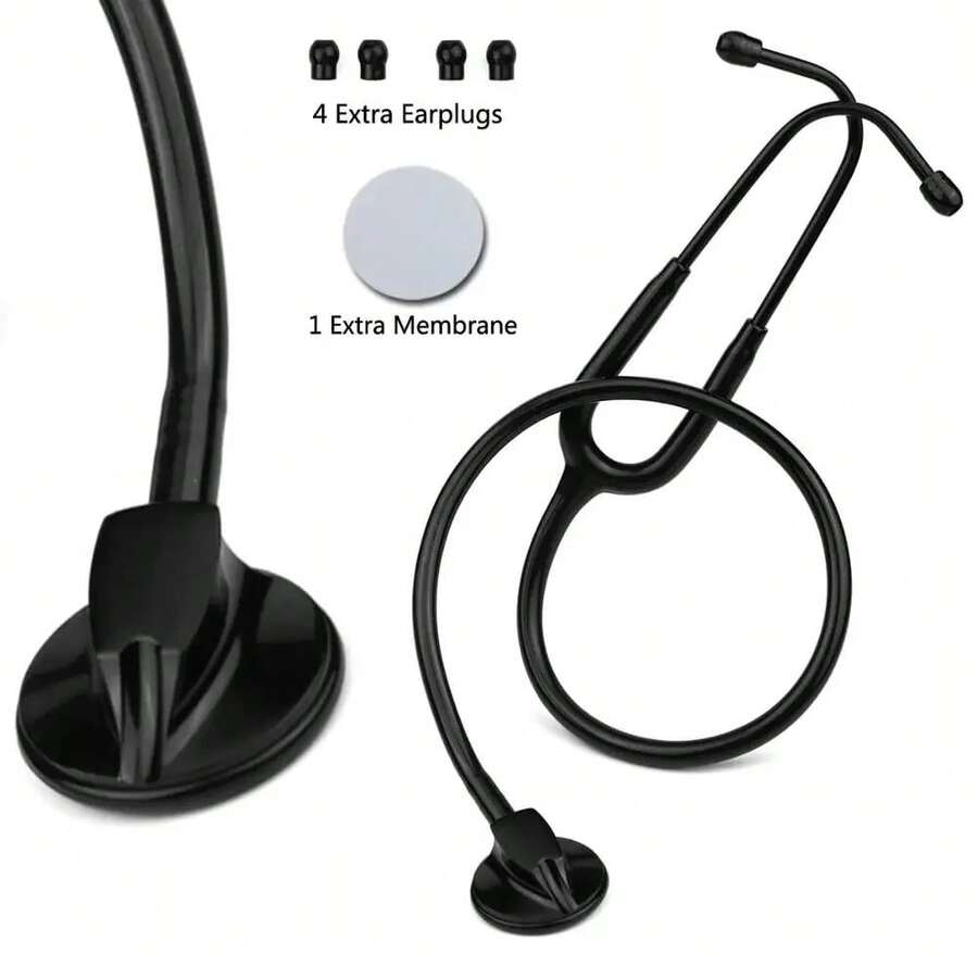 Estetoscopio médico profesional para cardiología (corazón, pulmones y cardiología). Estetoscopio de una sola campana para estudiantes de enfermería y veterinarios. - Negro - Ver 1