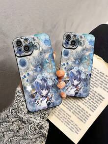 Funda para teléfono con diseño floral de chica anime, compatible con teléfonos ,  17,  16 Pro Max,  15 Pro Max,  13 y  12. Fabricada en TPU para una protección resistente a golpes y caídas. Un regalo ideal para familiares, amigos, seres queridos, parejas y Navidad. - Negro - Ver 4