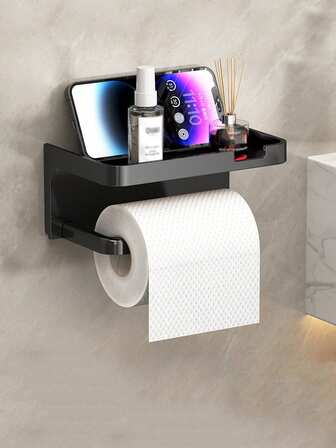 1 st hållare för toalettpapper, väggmonterad toalettpappershållare, förvaringsställ i papp, ingen borrning krävs