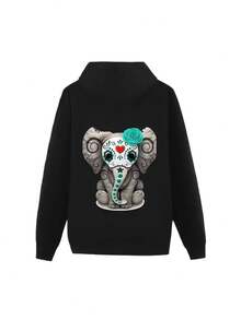 Sugar Skull Elephant Day Of The Dead Halloween Hoodie Anime Clothing Autumn Men's Clothes Men Wear Mens Hoodie - 黑色 - 查看 1