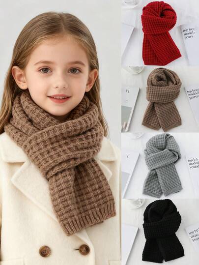1 pieza Clásico Retro Estilo Francés unicolor Cuello Calentador de Punto a Prueba de Viento, Adecuado para Uso Diario, Salidas, Fotografía Callejera, Fiestas, Regalos de Navidad, Escuela, Actividades al Aire Libre, Elegante y de Alta Calidad para Niños