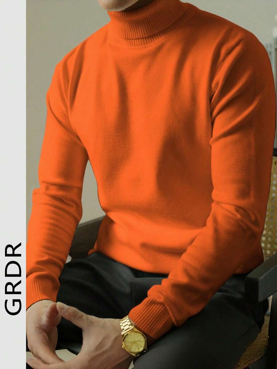 GRDR 男士圆领长袖毛衣，百搭日常针织套头衫
