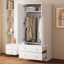 Wardrobe 70*40*170 Cm, Double Door Design, With Drawers And Storage Compartments, White (Previous Reference: LDB00307AAK) - White - View 10