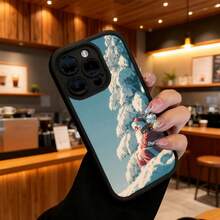 Funda de Teléfono Impresión de Santa Claus en Nubes para  15 Pro Max  14 Pro  13 Pro  Galaxy S23 S22 S21 Funda de Protección para Teléfono Regalo de Pareja para Novio Novia Regalo de Vacaciones - Blanco - Ver 6