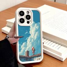 Funda de teléfono con arte inspirado en Studio  de un niño en el techo bajo un cielo nublado para  14 Pro Max,  13 Pro,  12,  11,  Galaxy S23, S22, S21, S20, funda protectora para teléfono, regalo de pareja para él y ella, presente de vacaciones - Negro - Ver 3