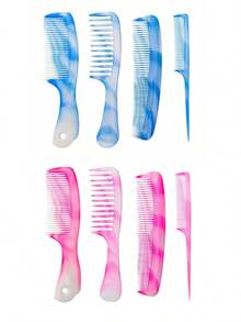 1/4pcs Pink Comb Set - Multi-Functional Hair Brush, Wide-Tooth Comb, Fine-Tooth Comb, Rat-Tail Comb And Double-Sided Comb, Made Of High-Quality ABS Material, Suitable For Men And Women, Fits All Hair Types - Color - View 9