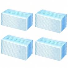 50片装、200片装、600片装一次性蓝色口罩，亲肤柔软，三层设计，带弹性耳带，适合居家、办公、学校和户外活动。