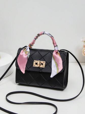 1 pieza Bolso bandolera elegante con herrajes en tono dorado y correa ajustable, bolso cuadrado estructurado adecuado para uso diario, de oficina y de fiesta, duradero y fácil de limpiar, regalo ideal de vacaciones para adolescentes