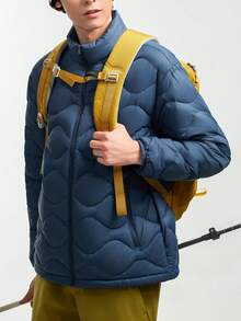 CAMEL CROWN 男士户外羽绒服，秋冬外套，保暖徒步羽绒服，户外加厚羽绒服 - 灰湛藍 - 查看 2