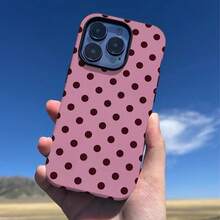 1个少女风波点印花手机壳，适用于 17 Pro Max，也适用于16 Pro Max、15 Pro Max、14 Pro Max，韩版时尚手机壳，兼容 11/12/13/14/15/16 Pro Max Plus，优雅设计男女皆宜，是圣诞节、情人节、复活节、婚礼季和生日送给女友的理想礼物