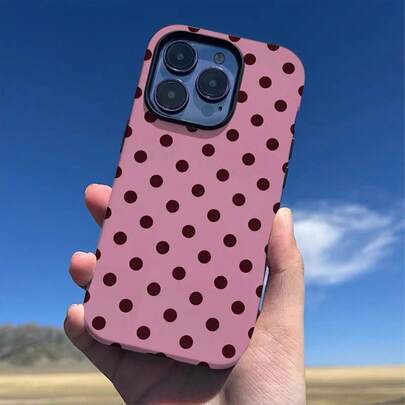 1个少女风波点印花手机壳，适用于 17 Pro Max，也适用于16 Pro Max、15 Pro Max、14 Pro Max，韩版时尚手机壳，兼容 11/12/13/14/15/16 Pro Max Plus，优雅设计男女皆宜，是圣诞节、情人节、复活节、婚礼季和生日送给女友的理想礼物