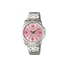 Đồng hồ Casio nữ mặt hồng, khóa gập bằng thép không gỉ, WR 50M, kiểu dáng mỏng 8,8mm, phong cách đi làm, đeo hàng ngày, thiết kế cổ điển LTP-1314D-5A - Một cỡ - Xem 2