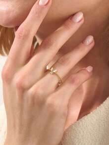 1枚复古优雅镂空蜜蜂设计戒指，简约珠宝，永恒周年纪念及订婚珠宝，婚礼订婚派对节日珠宝配饰（无包装盒） - 黃色 - 查看 4