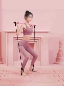 Pilates Bar Set, Stylish Design With Colored Resistance Bands - Women's Stainless Steel Fitness Equipment, Perfect For Home Gyms, Yoga, Squats, And Full-Body Shaping. Lightweight, Easy To Assemble And Carry, Gym Accessory, Christmas Gift, New Year's Gift. - Multicolor - View 6