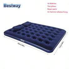 Bestway 67374 80" X 60" X 8.75"/2.03m X 1.52m X 22cm 1Set Double Inflatable Mattress, Inflatable Beds, Inflatable Beds,Camping Mattresses, Rapid Inflatable Mattress, Double Inflatable Mattress With Hand Pump And Two Pillows For Camping - Navy Blue - View 8
