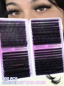 MAGEFY 800 sợi mi giả tự làm, mi giả dạng chùm 40D/60D/80D/100D, chiều dài 9-15mm, kiểu mắt mèo xòe, chất liệu giả lông chồn mềm mại và bông xốp, giúp mi dài và mỏng, nhiều sợi đơn lẻ, lý tưởng cho trang điểm, du lịch và tiệc tùng. - D - Xem 13