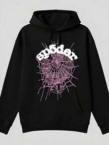 Men's & Women's Cotton Hoodie Y2k Spider Web Print Hoodies Men Gothic Punk Long Sleeve Sweatshirts Pants Streetwear Autumn Casual Hip Hop Loose Pulloversgraphic Hoodies Halloween Clothes Fall Clothes For Women & Men,Y2k,Funny Christmas&Halloween Cotton Hoodies,Suitable For Festivals, Parties, Home Wear, Daily Commuting, Back-To-School, And Concert Outfits. Printed And Shipped In The USA.-Men's Retro Street Hoodie - Wrinkle-Resistant, Fun &  For Daily Comfort - màu đen - Xem 1