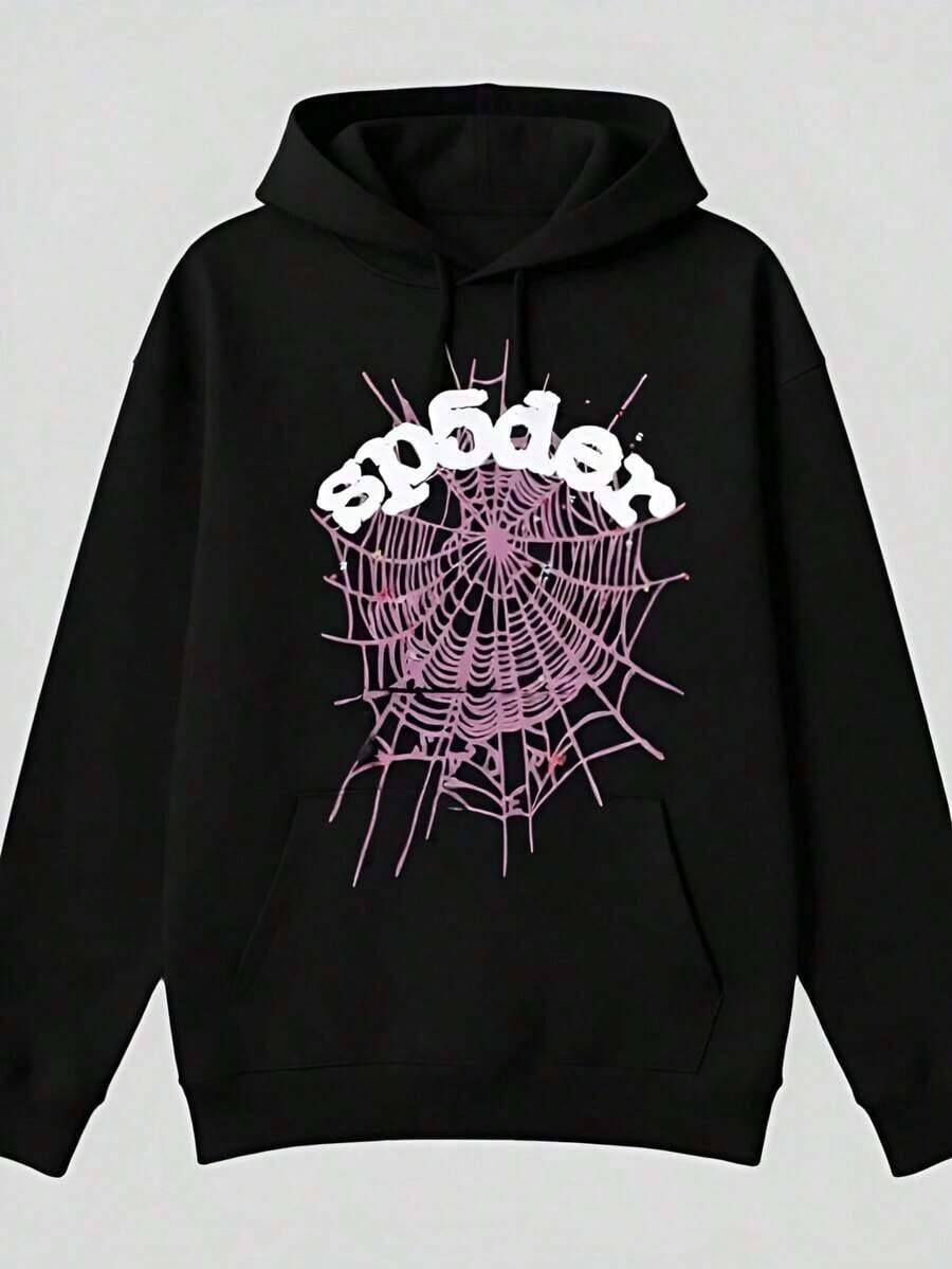 Men's & Women's Cotton Hoodie Y2k Spider Web Print Hoodies Men Gothic Punk Long Sleeve Sweatshirts Pants Streetwear Autumn Casual Hip Hop Loose Pulloversgraphic Hoodies Halloween Clothes Fall Clothes For Women & Men,Y2k,Funny Christmas&Halloween Cotton Hoodies,Suitable For Festivals, Parties, Home Wear, Daily Commuting, Back-To-School, And Concert Outfits. Printed And Shipped In The USA.-Men's Retro Street Hoodie - Wrinkle-Resistant, Fun &  For Daily Comfort - màu đen - Xem 1