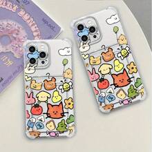Cute Fashion Pattern Transparent Four-Corner Anti-Drop Card Clip Mobile Phone Case Suitable for Iphone15Promax/15Plus/15Pro/15, 14Promax/14Plus/14Pro/14, Iphone13Promax/13Pro/13/13Mini, Iphone12Promax/12Pro/12/12Mini, Iphone11Promax/11Pro/11 - 混合色1 - チェックする 2