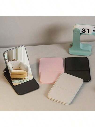 Folding Portable Makeup Mirror, Cosmetic Mirror With Stand, Travel Mirror, Beauty Supplies, Desktop Makeup Mirror,Rectangle Desktop Compact Mirror Folding Small Simple Style Makeup Mirror Travel Portable Cosmetic Touch-Up Mirror For Women Girl Gift - Makeup Mirror Travel Accessories Bag Beach Car Accessories Travel Essentials Travel Must Haves Vacation Summer Holiday Back To School