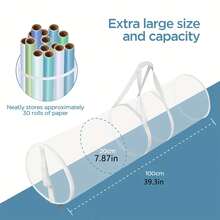 PVC Gift Wrapping Storage Box - Round Multi-Functional Wrapping Paper Roll Holder, Holds 24 Rolls Of 30-Inch Paper, Features Double Handles And A Secure Closure, Perfect For Christmas, Halloween, And Holiday Gifts.