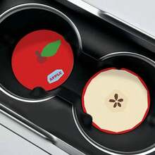 2pcs Cute Apple Shaped Car Cup Holder Mats, Leather Insulated Anti-Leak Car Interior Decor Accessories - Một cỡ - Xem 8