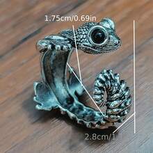 Vintage Handmade Gecko/Lizard Ring, Orange-Red Eyes Gecko, Cute Animal Open Ring, Gothic Style, Steampunk/Hip-Hop Punk, Adjustable Size, Suitable For Everyday Wear And Party Gifts, December Birthstone, Unplated, Zirconia Setting, Copper Base, No Power Required, Suitable For Everyday Wear And Parties. - 彩色 - 查看 5