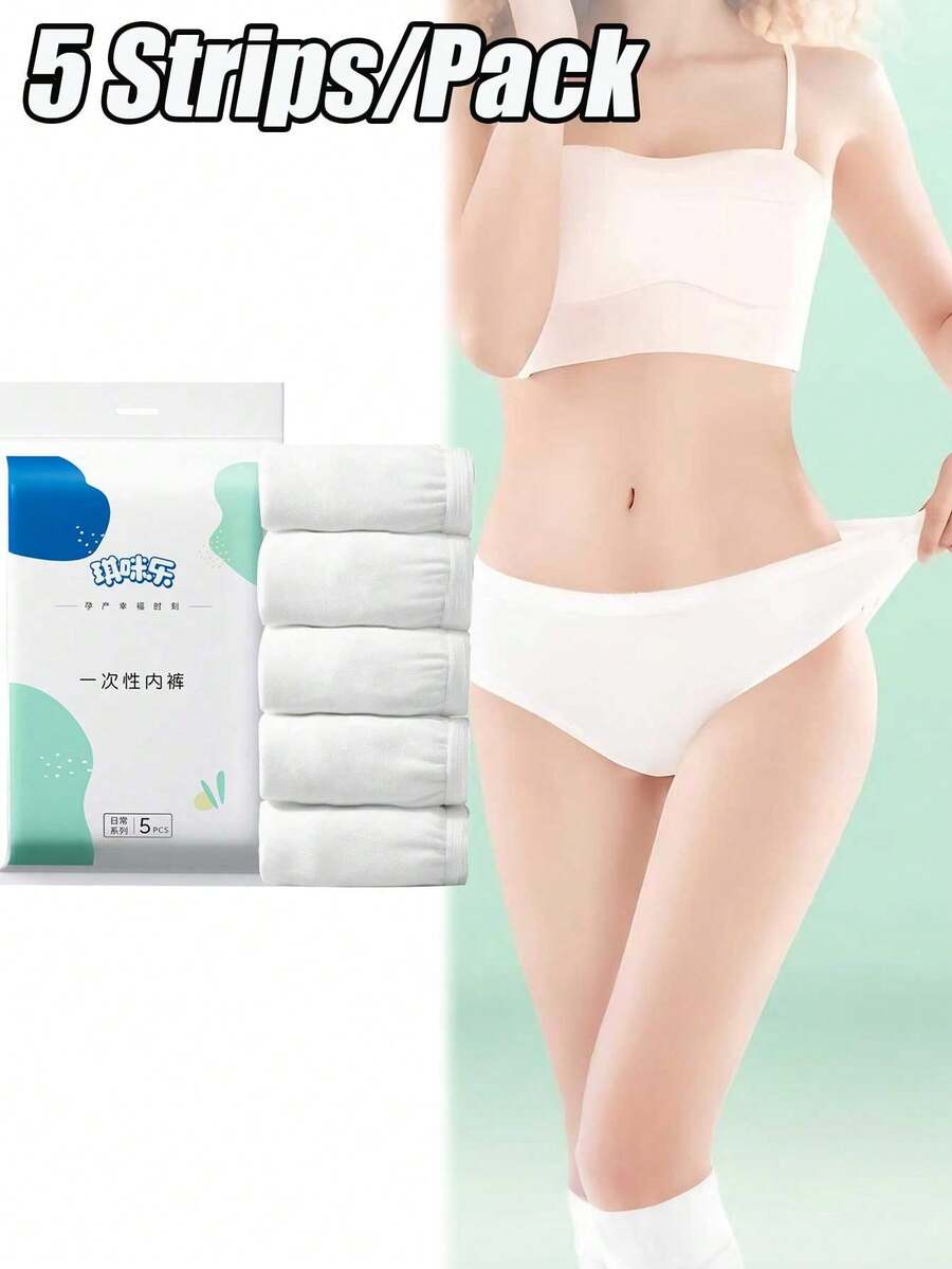 5pcs/Pack Women's Disposable Briefs, Women's Disposable Underwear Travel Panties, And Sterile Briefs, Women's Double Support Pack, Cool Comfort Underwear, Full Coverage Brief Panty, Very Suitable For Daily Travel, Business Trips, Outdoor, And Daily Use (Colors Are Sent Randomly) - Multicolor - View 1