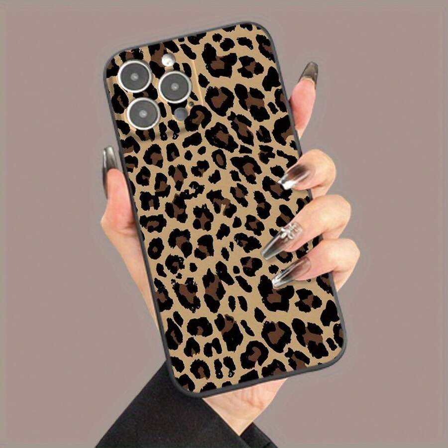 Una funda de teléfono creativa, funda de teléfono con patrón de leopardo, borde recto y textura esmerilada, que ofrece protección completa a prueba de golpes y resistente a caídas, compatible con modelos de del 7 al 16. - (Un color) 1 unidad por paquete - Ver 1