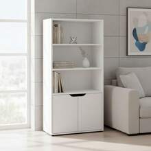 KIWI Modular Wooden Cube Shelving Unit In Various Sizes And Configurations (2 To 9 Compartments), Versatile Bookshelf For Books, Storage And Decoration, Various Colors Available - WHITE - 4 Levels + Doors | 59*29*120cm - View 5
