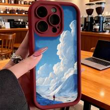 Funda de Teléfono Impresión de Nubes y Paisaje de Montaña para iPhone 14 13 12 11 Pro Max  Galaxy S23 S22 S21 S20 Edge Plus Funda de Teléfono Regalo para Novio Novia San Valentín Cumpleaños - Negro - Ver 4