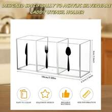 三格塑料餐具收纳盒 - 台面厨房收纳盒，适用于刀、勺、叉 - 便携式插接设计，耐用餐具收纳容器，适合家庭和餐厅使用（随机发货），餐厅收纳容器 | 现代厨房收纳容器 | 耐用餐具收纳容器，餐具收纳整理 - 彩色 - 查看 8