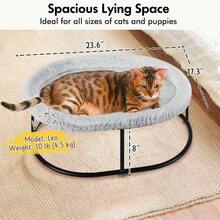 Elevated Cat Hammock Bed For Indoor Cats Fluffy Warm Cuddle Cat Bed With Detachable Pad Bed Cover Raised Pet Bed Cuddler For Sleeping Kittens Small Dog Oval Cat Hammock Grey - CatHammockGrey - View 4