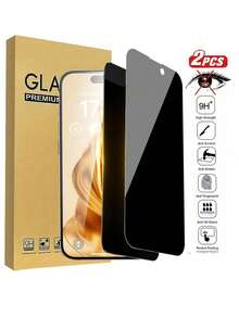 2 Pieces Privacy Screen Protector Suitable For IPhone 17/16/16Pro/16Promax/16plus/15/15pro/15promax/14/14 Pro Max/11/12/13/XR/7/8, Anti Spy Private Full Coverage Film, Shockproof, Scratch Resistant, Easy To Stick, 9H Tempered Glass Privacy Protection Film For Mobile Phones - Mobile Phone Accessories - Black - View 30