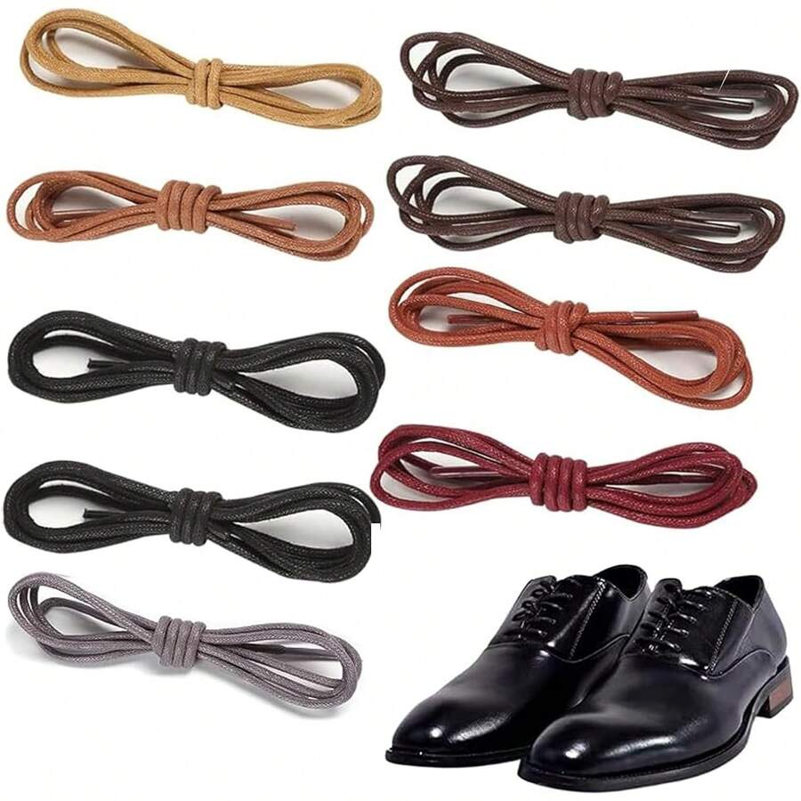 Agujetas Para Botas, 9 Pares De Agujetas Enceradas,Agujetas Para Zapatos De Vestir Hombre, Longitud 0.9 M, Ancho 2.5-3 Mm, Ideal Para Botas De Montaña, Militares Y Clima Lluvioso - 1 - Ver 1
