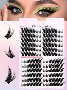 168pcs C-Curl Thick & Dense DIY Eyelash Extension Lashes, Thick Cat Eye Lashes, Thin Lashes, 8-16mm Eyelash Extension Lashes - 黑色 - 查看 2