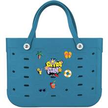 Solid Color Large-Capacity Women's Beach Bag, Multiple Colors Available, Waterproof Open Design, Easy To Clean, EVA Oversized Handbag Tote Bag, Fashionable Shopping Bag, Multi-Functional Holiday Travel Bag, Shoulder Tote Bag, Oversized, Medium, Small Size For You To Choose (Including A Set Of Drop Plastic Decorations) - 彩色 - 查看 29