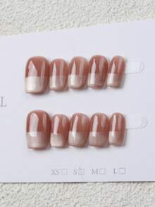 10 pièces/set de stickers d'ongles marron haut de gamme faits main, ongles courts et de nouveau style, mode et ludiques, convenant pour les fêtes, les danses et le port quotidien, réutilisables, 4 tailles au choix, convenant pour les filles/femmes, les représentations sur scène, les festivals, les fêtes, les mariages, le port quotidien, cadeaux préférés