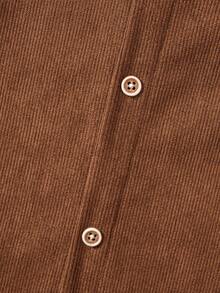 Young Boy Casual Corduroy Long Sleeve Shacket, Khaki - Khaki - View 6