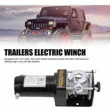Winch Electrico 3000 Libras, Cabrestante para Remolcar ATV/UTV Todoterreno, Winches con Cuerda de Acero Inoxidable - Negro - Ver 4