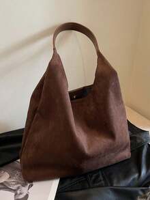 2pcs Set: 1 Vintage Suede Large Capacity Shoulder Bag & 1 Inner Lining For Women, Commuter Tote Handbag, Autumn Winter, New Arrival Hobo Bag, Retro Inspired Bag For Women, New Autumn And Winter Women Bag, Best Fall Purse, Newest Fashionable Suede Bag For Women, Perfectly Matching With Fall Outfits Women Fall Clothes For Women, New Fall Fashion 2025 For Women - Cà phê nâu - Xem 8