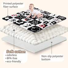 Primlect Baby Play Mat, 50x50 Playpen Mat With Super Soft Touch, Activity Mat With Upgraded Anti-Slip Bottom, Machine Washable Crawling Mat For Floor & Picnic - 高對比度 - 查看 3