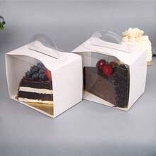 Compra 5 cajas, obtén 5 cucharas gratis. Cajas de hornear de papel con ventana de visualización transparente - Cajas de regalo de cartón adecuadas para cupcakes y muffins - Cajas de regalo rectangulares con patrón de camello. - Multicolor - Ver 4