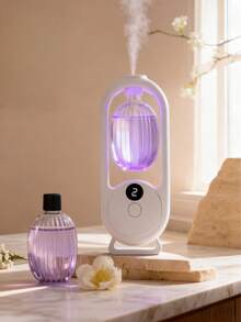 1 pieza Difusor de aroma automático y difusor de aceites esenciales, ambientador eléctrico para el hogar, montado en la pared/sobre la mesa, con luz nocturna de color, 5 modos de funcionamiento, adecuado para dormitorio, oficina, habitación de mascotas, decoración del hogar, eliminación de olores en el baño, gran regalo para mujeres. 6 aceites esenciales con fragancias disponibles (p. ej. lavanda, jazmín, Shangri-La, lirio, gardenia, etc.) - Blanco - Ver 6