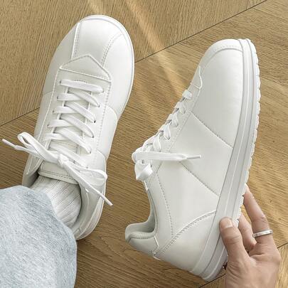 Unisex Casual Sneakers, Size 39-45, Lace-Up Soft Bottom Flat Comfortable Shoes, Lightweight Low-Top For Daily Wear