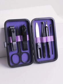 Brodark 7件套紫色指甲钳套装，美甲工具套装，指甲钳适合居家、旅行、露营、返校、新年、情人节礼物 - 彩色 - 查看 9