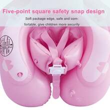 Flotador para bebés, flotador inflable con dibujos animados para bebés, flotador para bebés, flotador para bebés, flotador para niños pequeños de 3 a 10 meses, flotador para niños y niñas con asiento inferior, talla S: fácil de inflar y desinflar. - Rosa - Ver 3