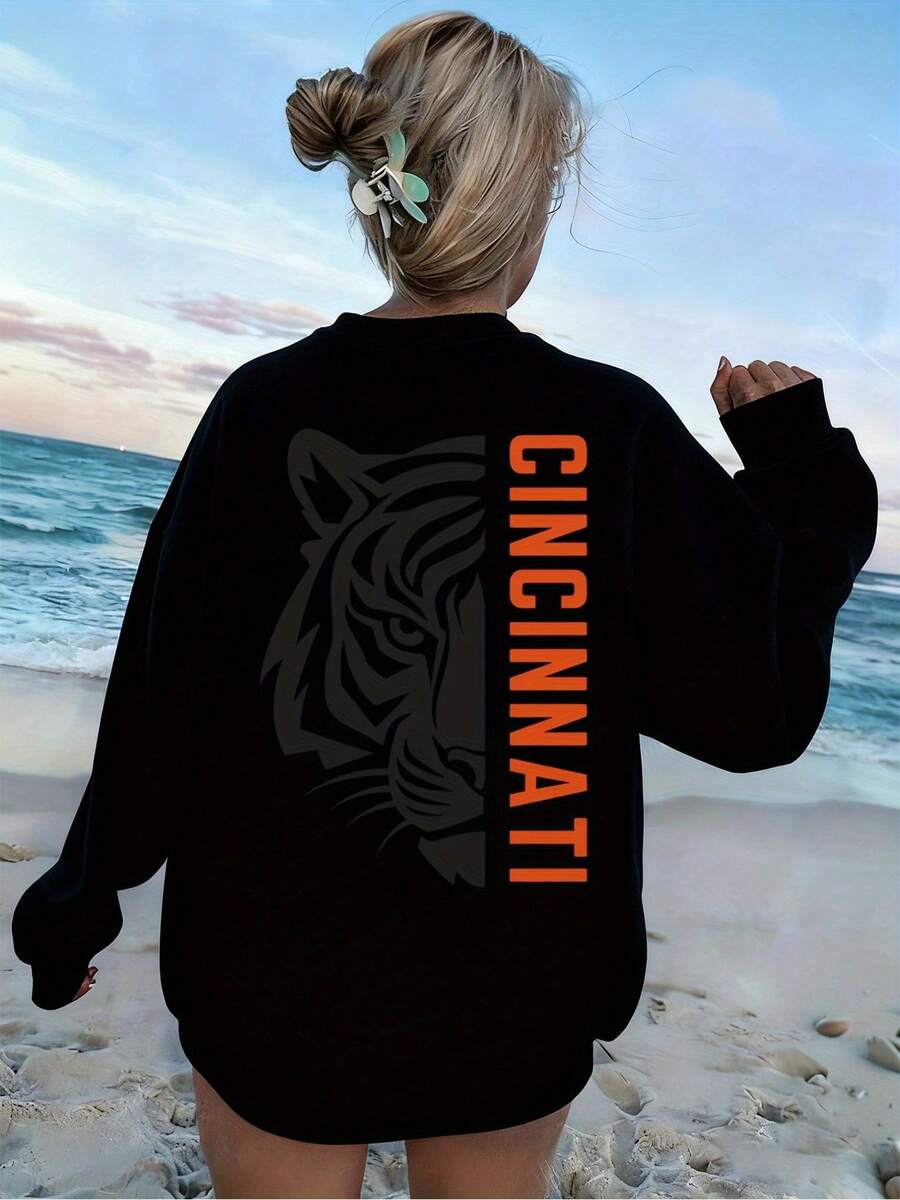 Cincinnati Bearcats Football Sweatshirt With Tiger Logo For Women And Men College Sports Fan Apparel Beach Wear Outfit - màu đen - Xem 1
