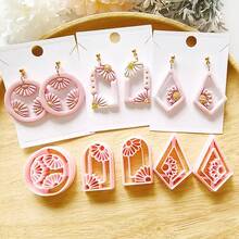 1 Stück/2 Stücke Blumen Geometrisch Ton Ausstecher in Box - mit Gänseblümchen-förmigem Hohlmuster, ideal für Polymer Ton Ohrringe und Halsketten, Material für handgefertigte Basteleien und Schmuckherstellung - Pink - Übersicht 11