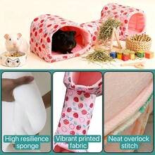 仓鼠隧道床洞穴 保暖透气藏身处 小型动物隧道躲藏玩具 适用于小鼠和蜜袋鼯